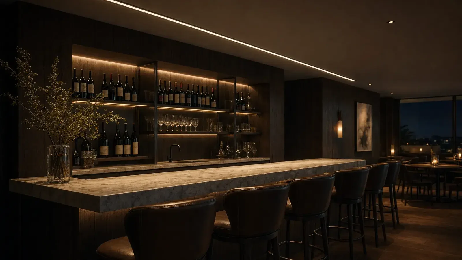 Recessed lighting for hotels, restaurants and bars